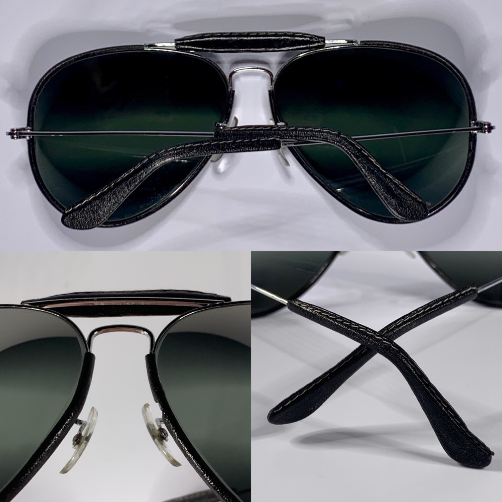 Vintage B&L Ray Ban 62mm Black Leather DGM Mirror Aviator Sunglasses - Picture 13 of 16